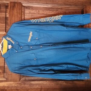 Wrangler Blue Western Button Down Shirt Embroidered XL